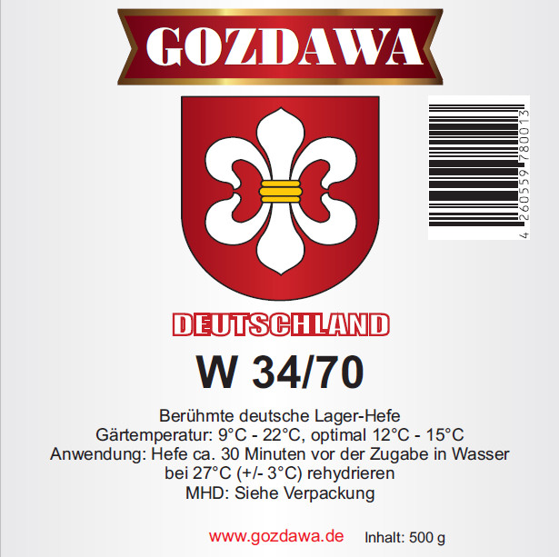 Дрожжи Gozdawa W34/70 (Pils & Lager)